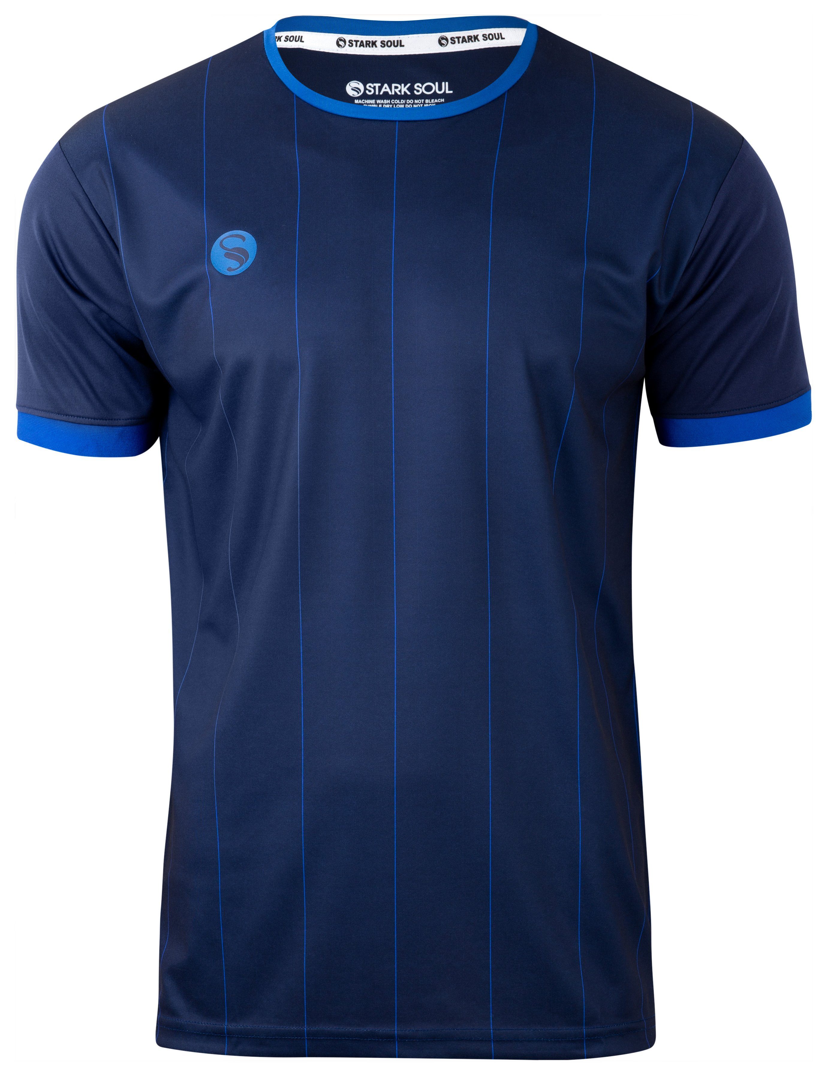 "Pinstripes", Herren Marineblau-Blau Trainingsshirt Sport-Shirt, Kurzarm Trikot Soul® Stark T-Shirt