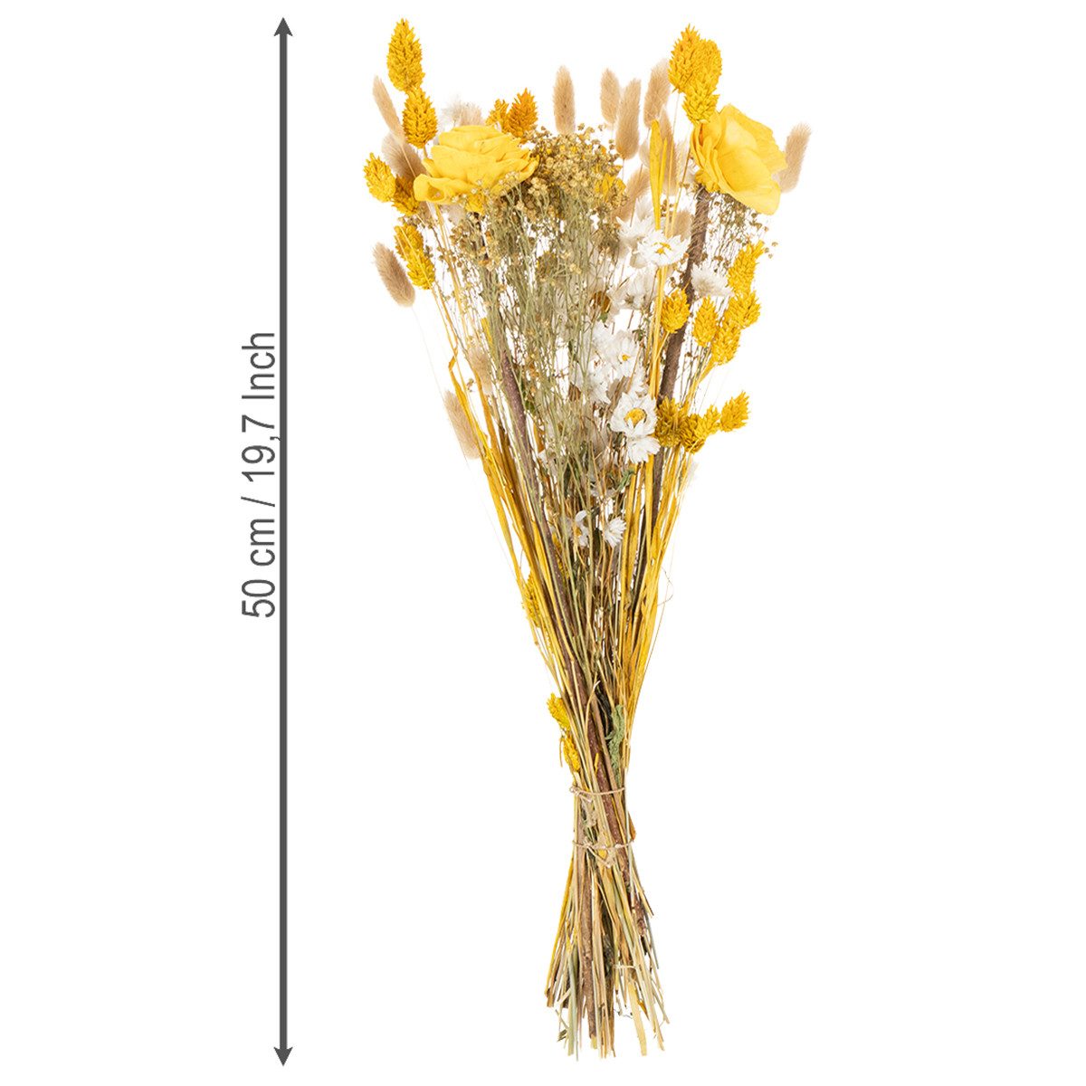 Trockenblume Eleganter Trockenblumenstrauß mit Rosen für stilvolle, Florists Products, Höhe 50 cm