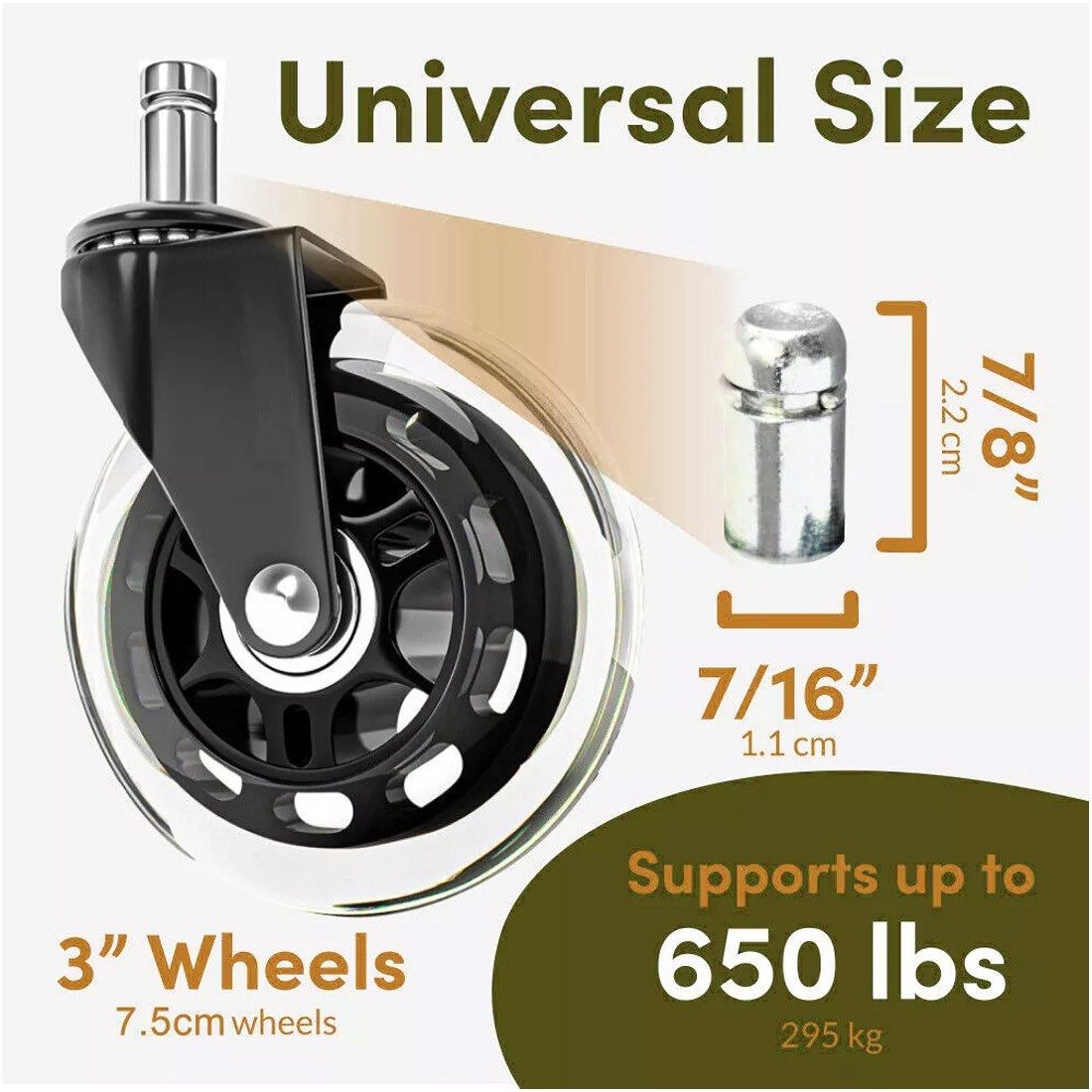 Refined Living Stuhlrolle 5x Leise Bürostuhlrollen 11mm Universal Hartbodenrollen, Kratzerfrei, (Bürostuhl Rollen 11mm, 360° drehbar, leise Rollen Bürostuhl, Ersatzrollen Bürostuhl, Bodenrollen für Stuhl, Universalrollen Bürostuhl, Rollen für Parkett, Bürostuhl Rollen ohne Kratzer, 5-St., Bodenschonend,Hohe Belastbarkeit,sanftes und leises Gleiten), Robust,für Home-Office & Arbeitszimmer,Konferenzräume