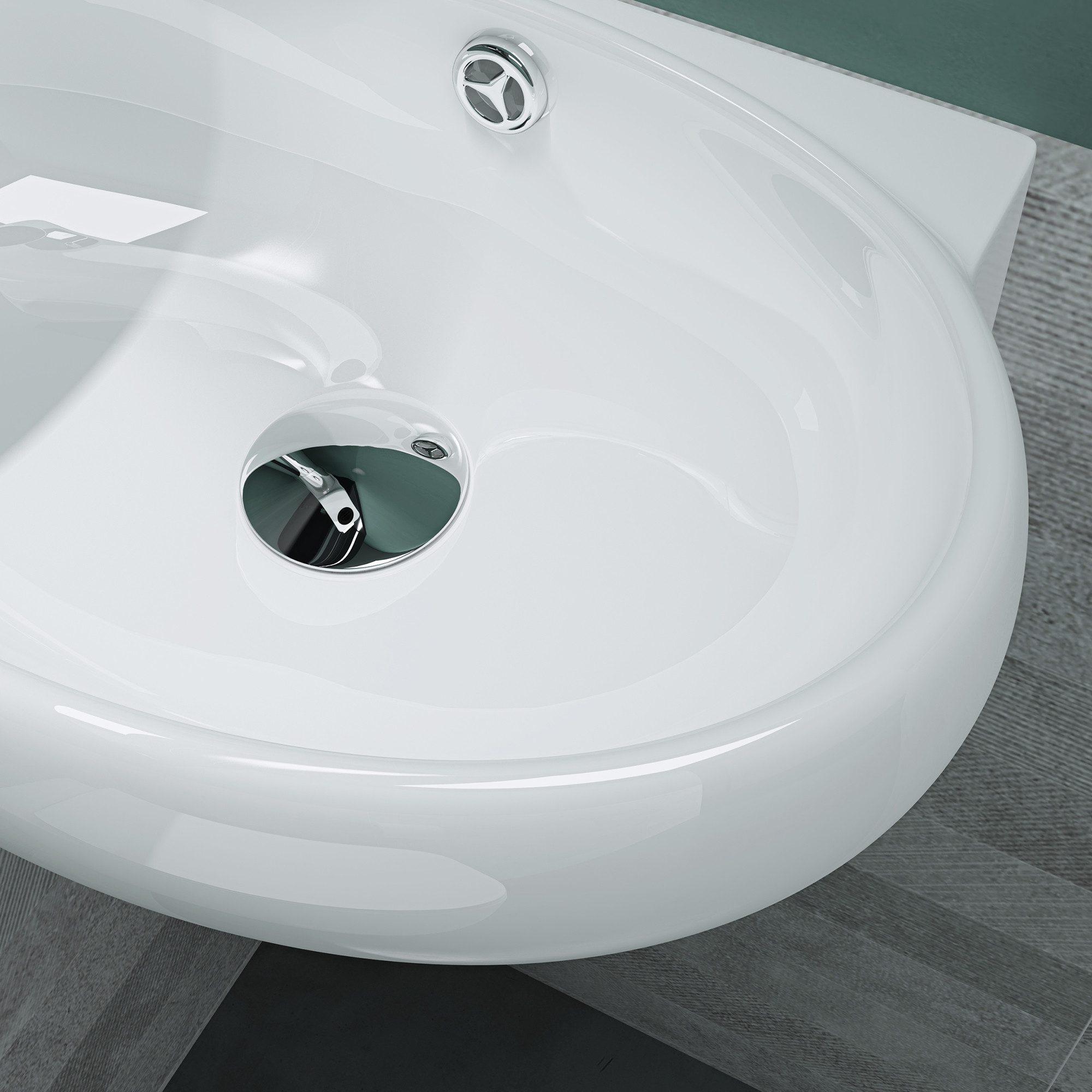 Mai & Mai Waschbecken Eckwaschbecken Waschbecken Gäste WC Badezimmer Br001L, ovale Form,mit Armaturenloch und DIN-Ablauf – Bild 5 von 5