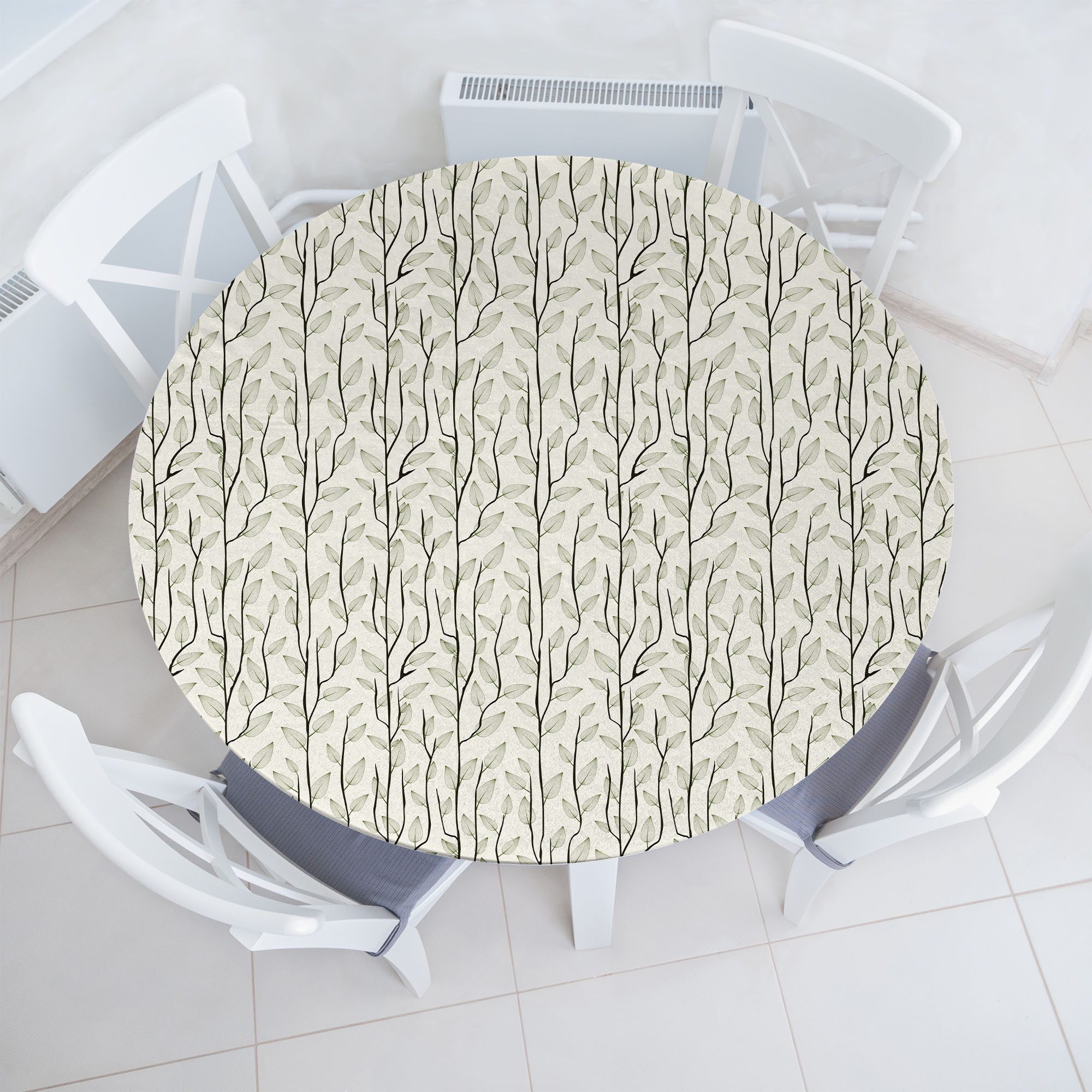Abakuhaus Tischdecke Rundum-elastische Stofftischdecke, Blätter Zweige mit Blattmotiven