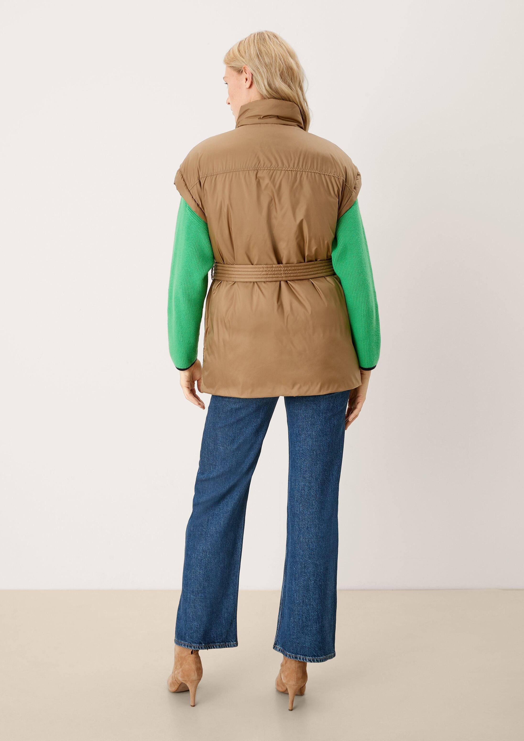 s.Oliver Outdoorjacke Outdoor-Weste Wattierte Weste mit Gürtel