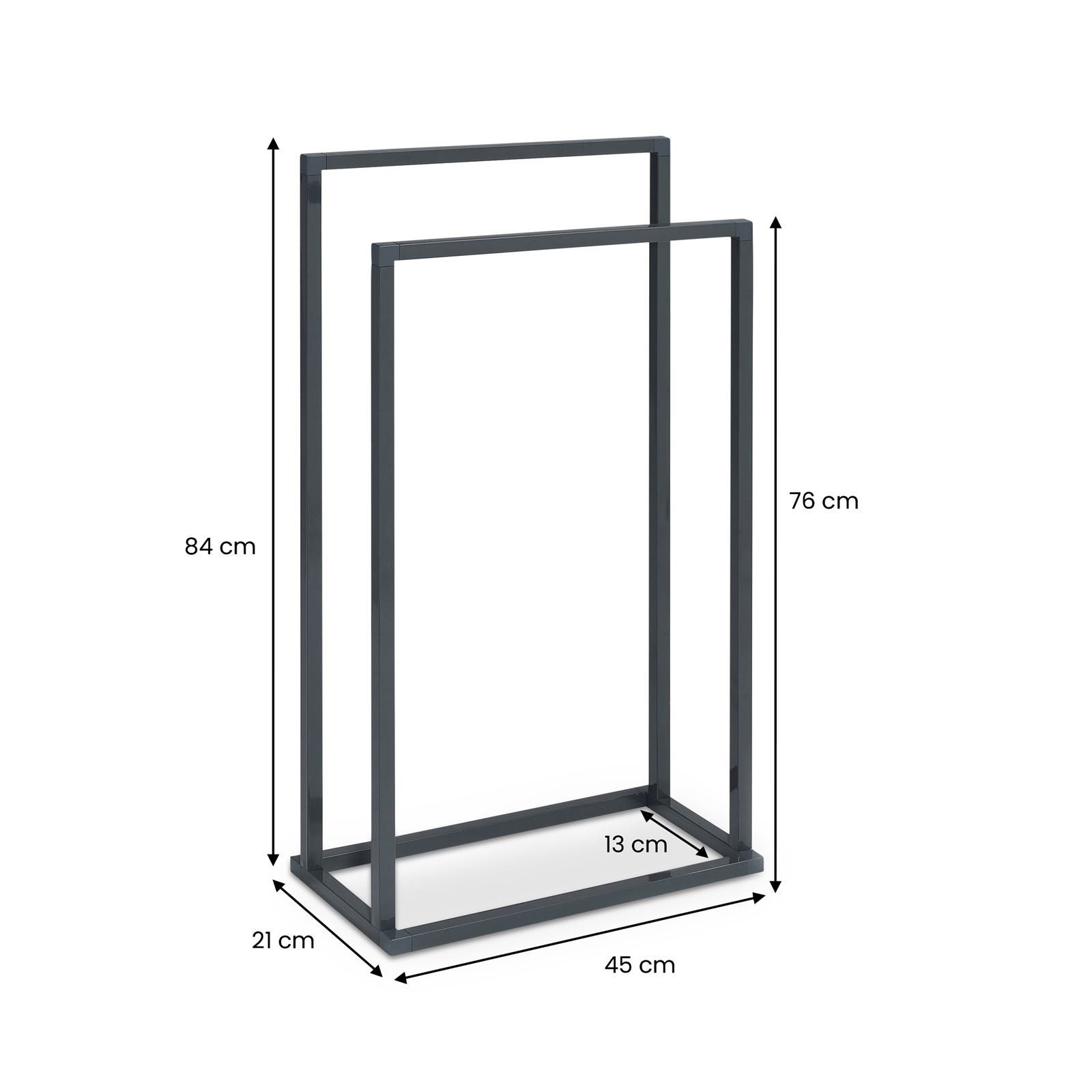 IDIMEX Handtuchständer MAILO, Handtuchhalter mit 2 Stangen freistehend ohne Bohren Metall Grau