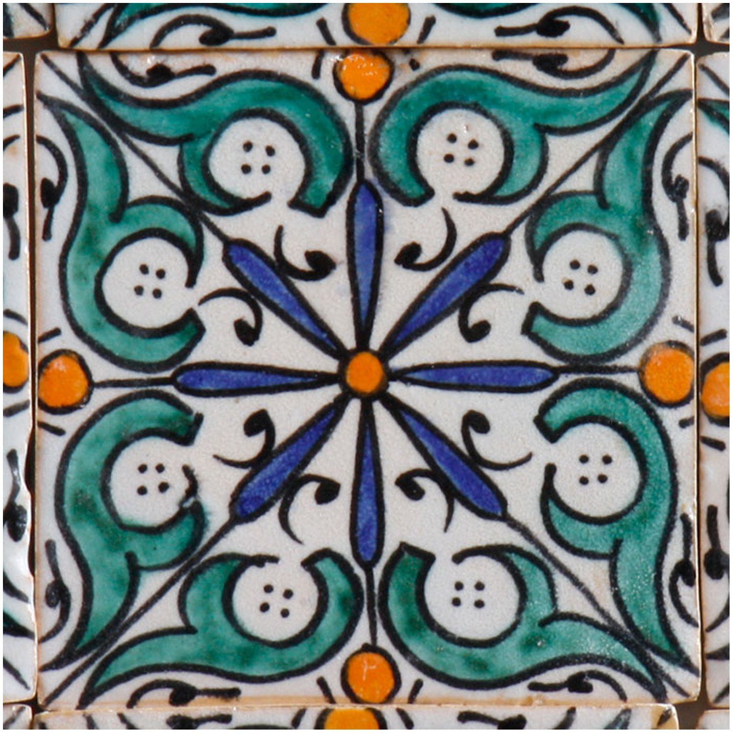 Casa Moro Wandfliese Orientalische Keramik Fliese Hudah, handbemalte marokkanische Fliese, Mehrfarbig, handbemalte Motiv Fliese, mehrfarbig, FL7060