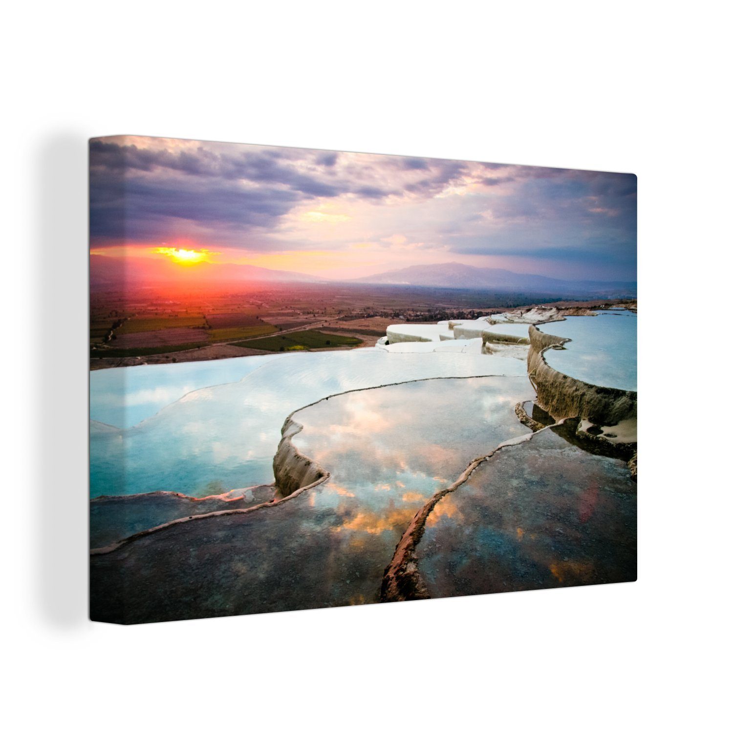 OneMillionCanvasses® Leinwandbild Sonnenuntergang über Pamukkale in der Türkei, (1 St), Wandbild Leinwandbilder, Aufhängefertig, Wanddeko, 30x20 cm