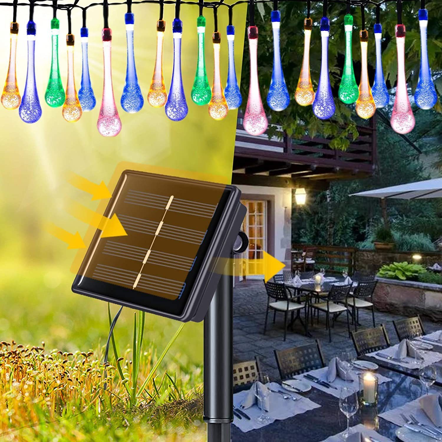 Modes 8 5m Lights, Outdoor Lights, Teardrop String Oneid 20 Solar LED LED-Lichterkette