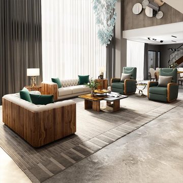 JVmoebel Sofa Luxus Moderne Chesterfield 4+2+1 Sitzer Wohnlandschaft 3tlg. Neu, Made in Europe