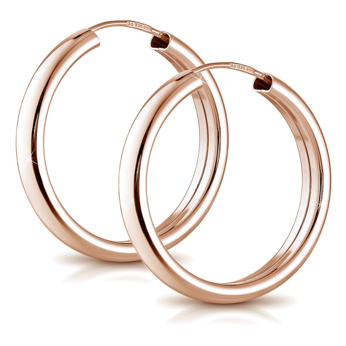 Materia Paar Creolen Damen Rosegold Ø25mm SO-120, Sterlingsilber, rosevergo günstig online kaufen