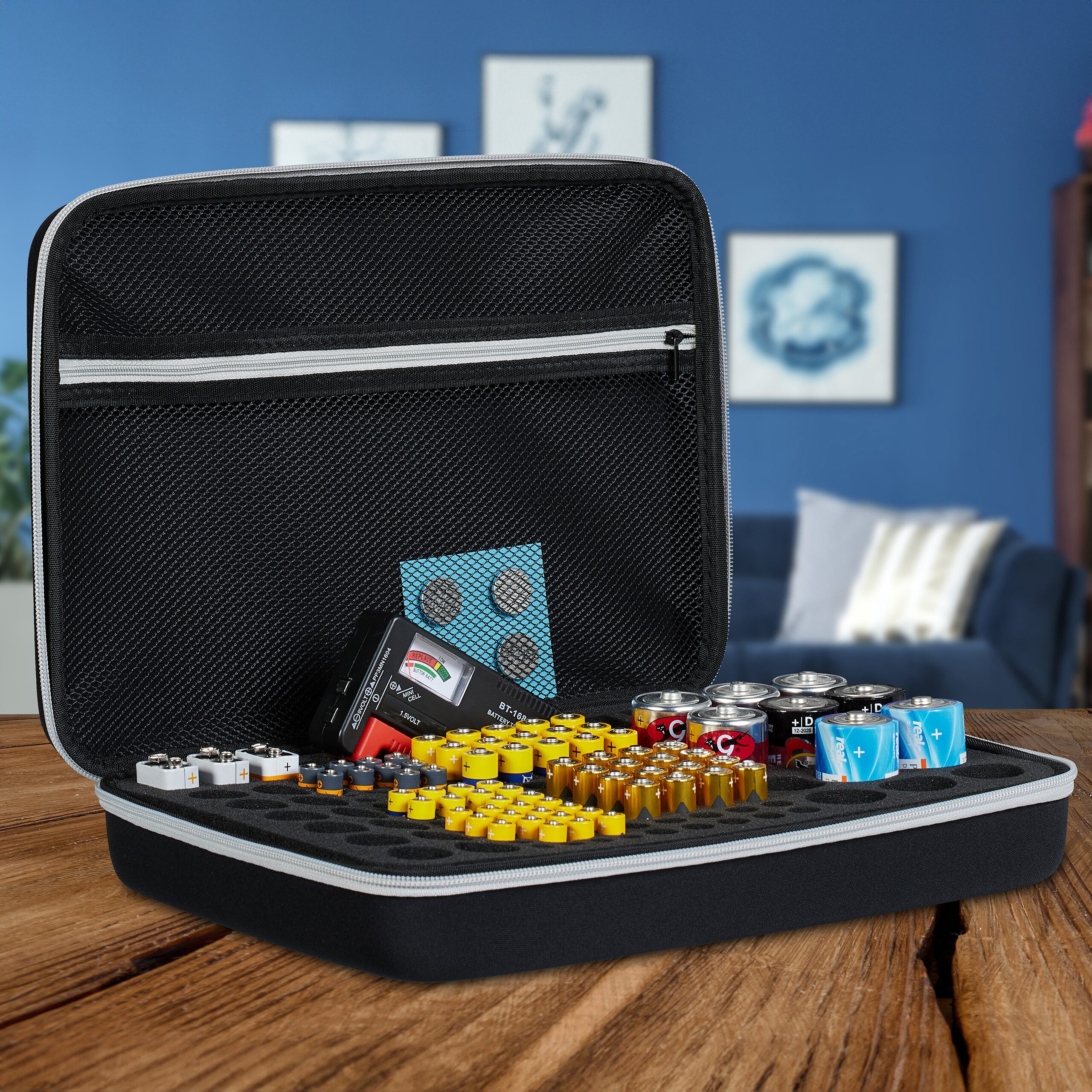 relaxdays Batteriebox Batterie Koffer mit Tester (2 St) – Bild 2 von 5