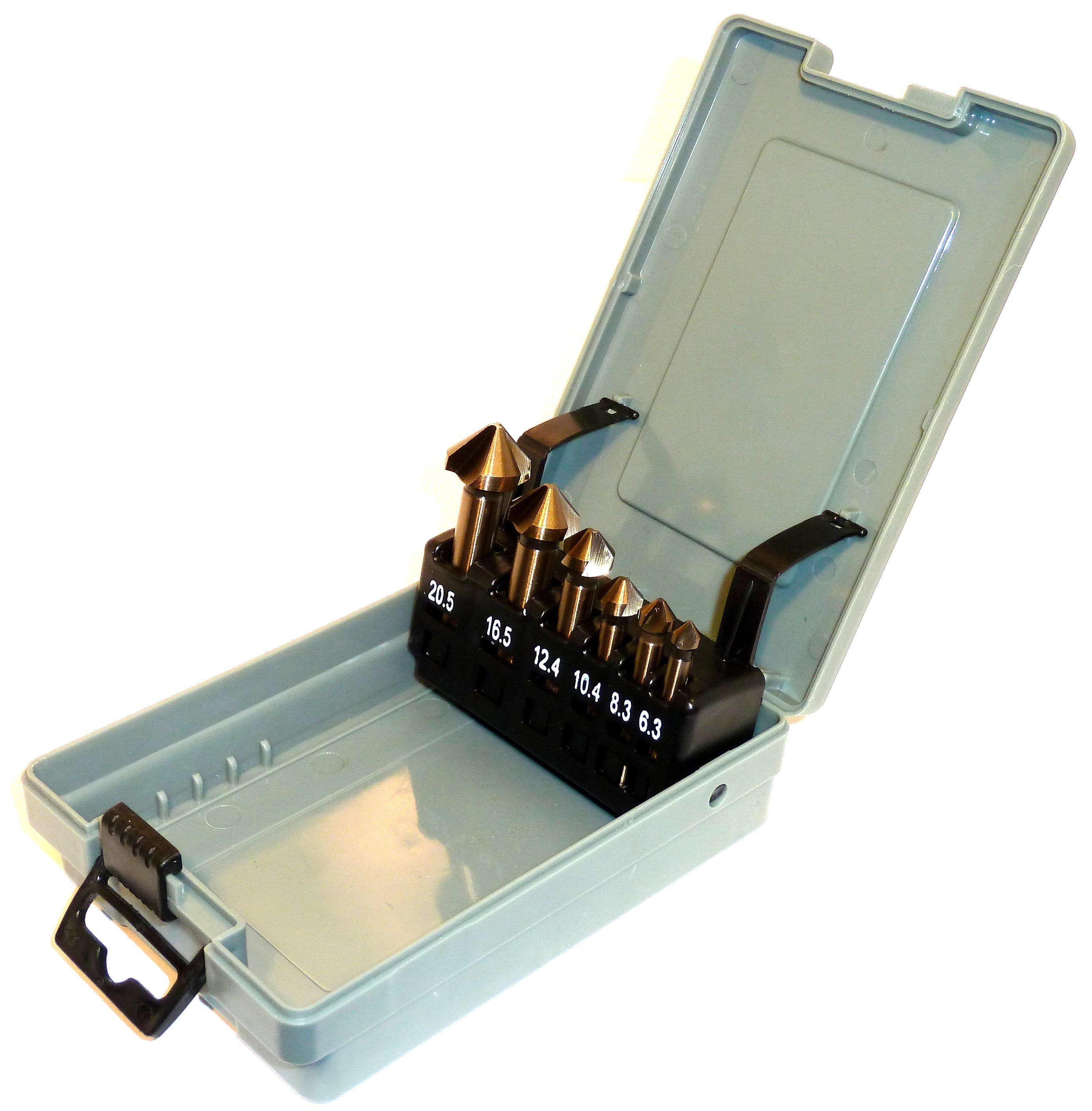 PeTools Kegelsenker 6tlg. Edelstahl Kegelsenker-Set (6,3-20,5mm) HSS-E Co5 Entgrater, (6-tlg)