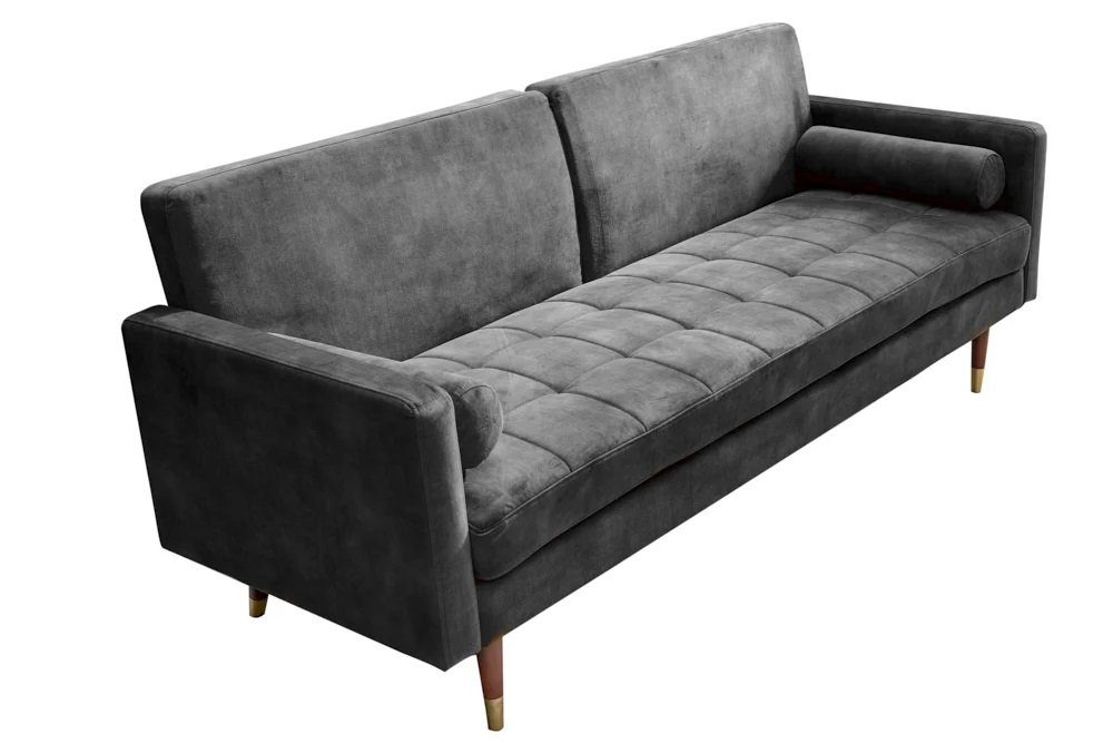 Mikrovelours 3-Sitzer grau Elegantes 196cm Schlafsofa DIVANO LebensWohnArt Sofa