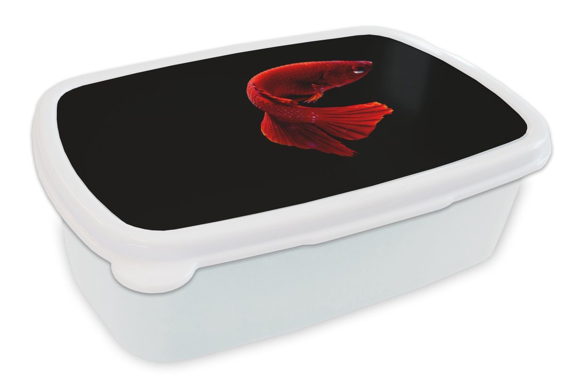MuchoWow Lunchbox Fisch - Jungs Schwanz - weiß Meerestier Rot, Mädchen Brotdose, und für Brotbox Kunststoff, (2-tlg), - und Erwachsene, Kinder für