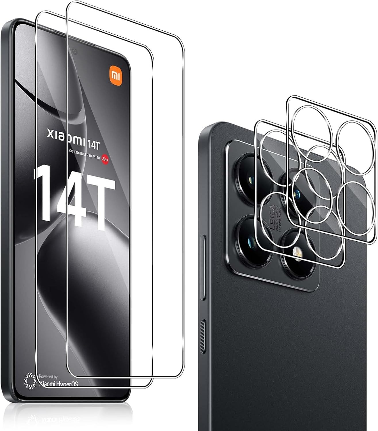 MSM Displayschutzglas 2X Schutzglas (Display + Kamera) für Xiaomi 14T Panzerfolie 9H