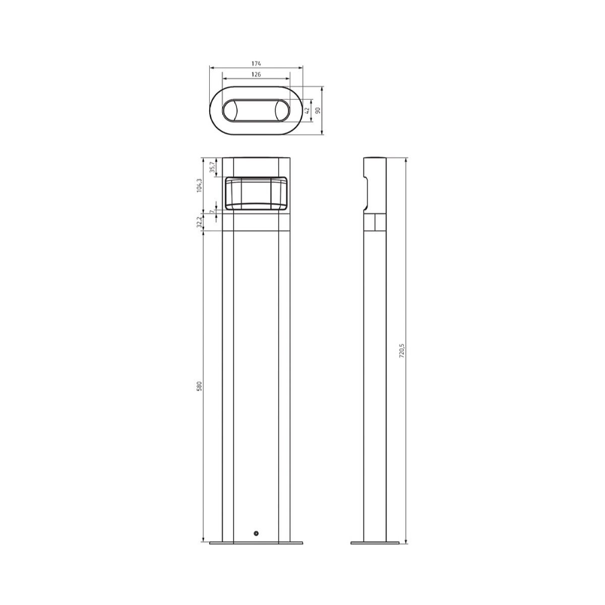 theben LED Wandstrahler theLeda D BL plus AL 1020706 LED-Leuchte, funkvernetzbar, Gehäuse aus eloxiertem Aluminium-Strangpressprofil, LED fest eingebaut, warmweiß, Licht frontal (Spot), Bodenmontage, 8,5 W, lang (720 mm)