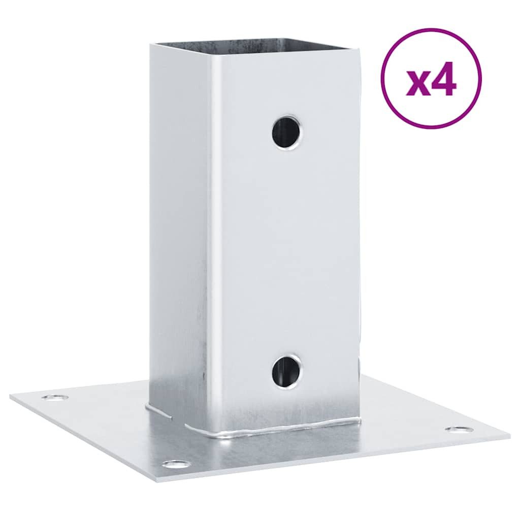 vidaXL Pfostenträger, Pfostenträger Quadratisch 4Stk. Silber 61x61mm Verzinkter Stahl