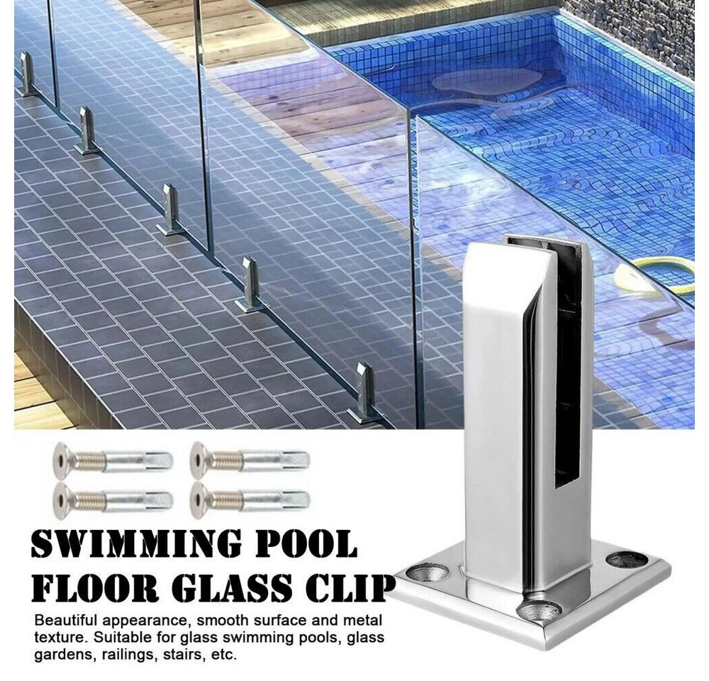 Thumbnail - BlingBin Abstandshalter Glashalter-Clip Pool Glasklemme Edelstahl Geländer Glasklemmhalter (1er Set, 1-St., 1pcs) Treppe...