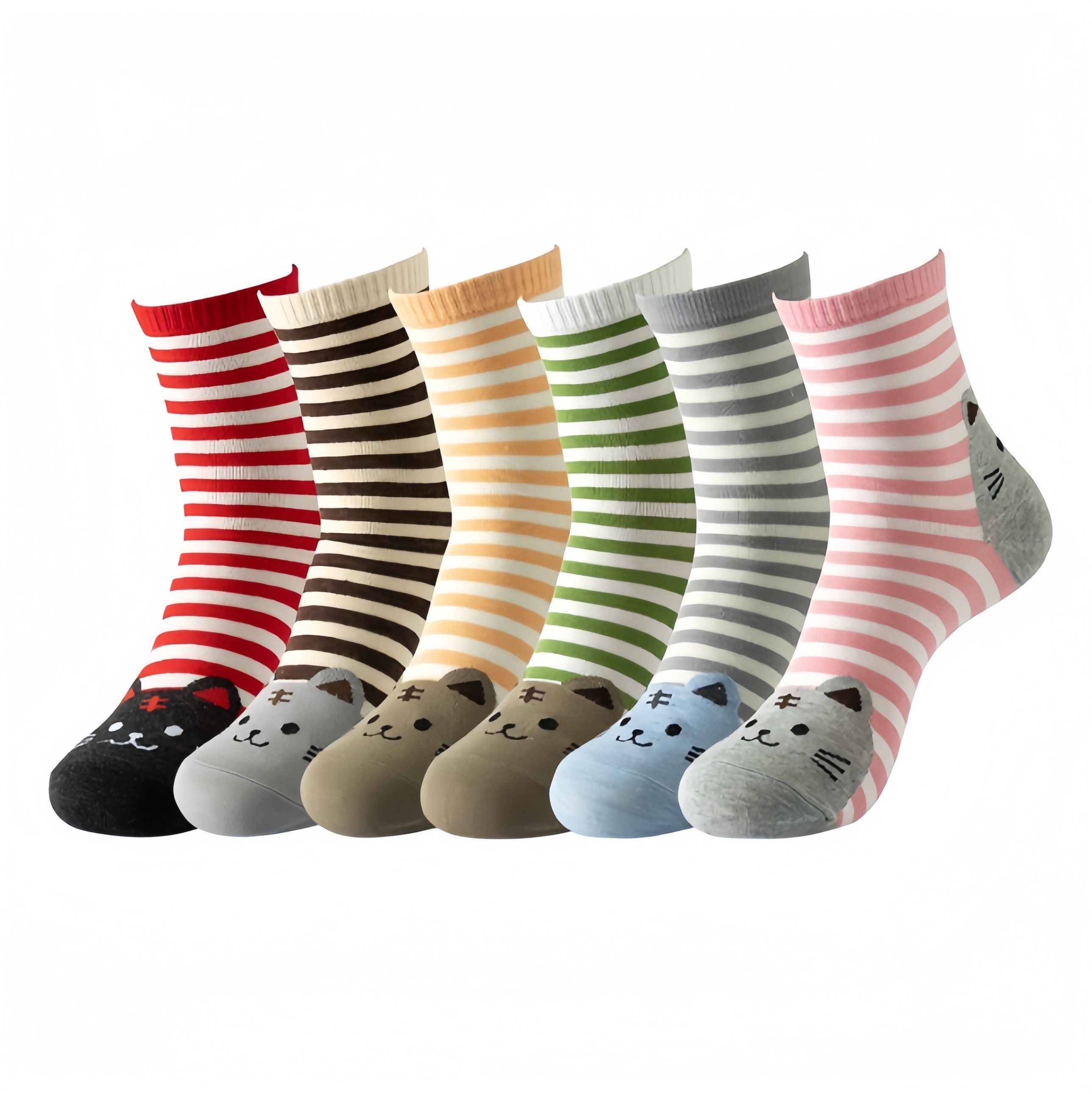 FOUORTUNATE-BEE Thermosocken Damensocken mit niedlichen bunten Tiermotiven (6-Paar) Lustige Cartoon-Tiermotive für Alltag und Freizeit