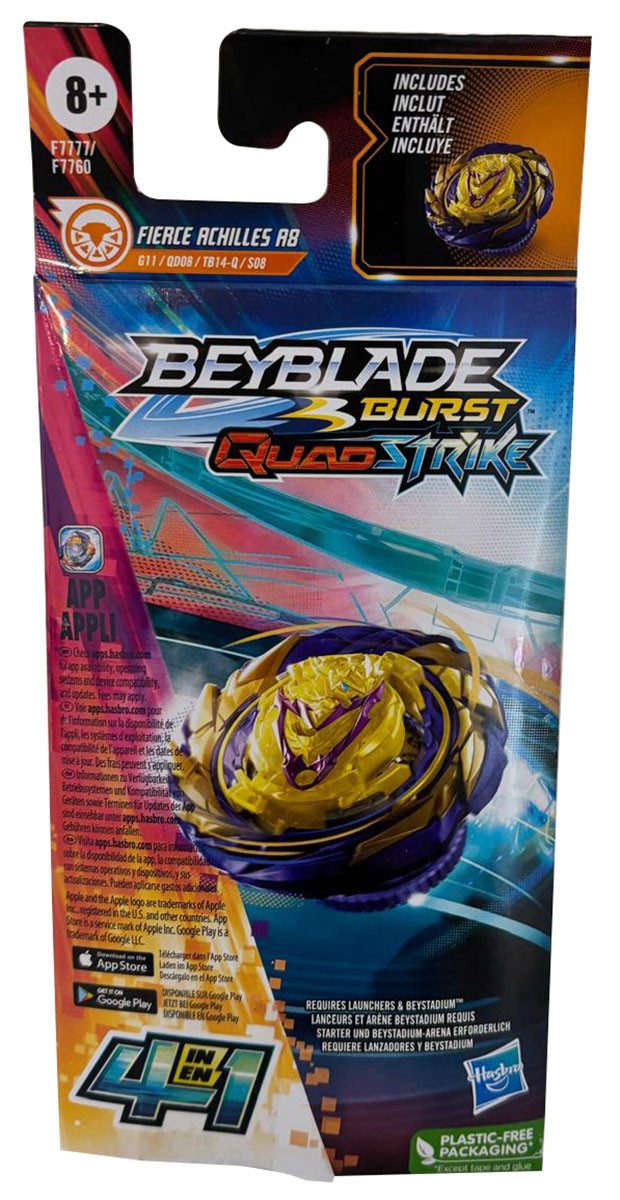 Beyblade Speed-Kreisel Beyblade Burst QuadStrike, Fierce Achilles A8, 4-in-1 Ausdauer-Kreisel