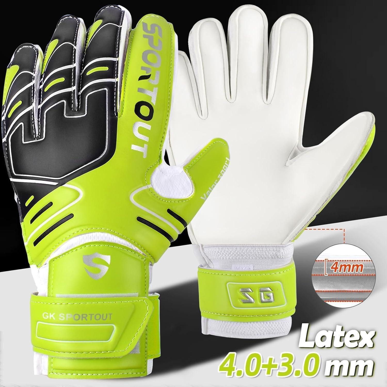 LuxusKollektion Torwarthandschuhe Torwarthandschuhe Fingersave 4mm Latex rutschfest Kinder Green 7