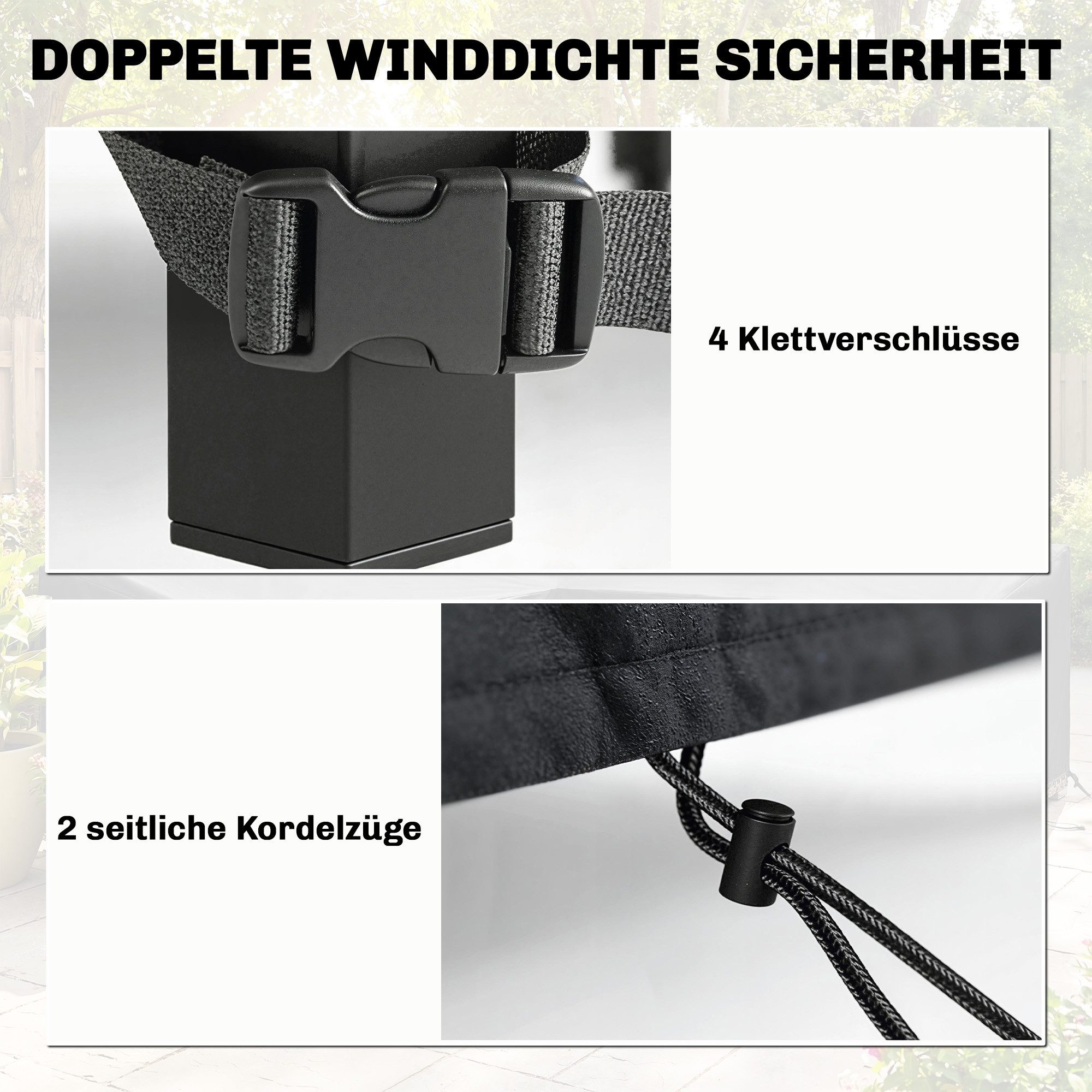 Outsunny Gartenmöbel-Schutzhülle Anti-UV 420D Oxford Gewebe Winddicht Abdeckhaube (Wasserdicht Abdeckung, 1-St., Winterfest Abdeckplane), für Gartentische Terra – Bild 5 von 5