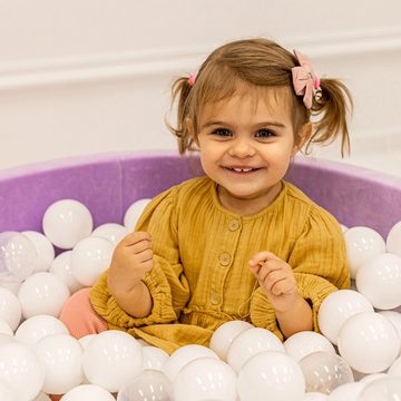 MeowBaby Bällebad Bällebad für Kinder und Babys - Velvet Lilac - Bällchenbad, (Bällebad mit 200 Bällen), Rundes Kugelbad 90x30cm mit 200 Bunten Bällen, waschbarer Bezug