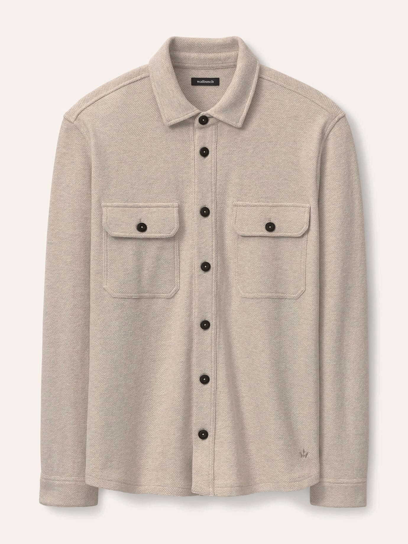 Walbusch Strickjacke Herren Overshirt mit Struktur Hemdkragen, Hemdkragen