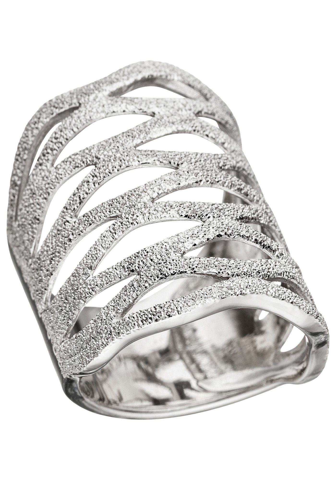 JOBO Silberring, Silber, 925 breit auffälliger Mit Oberflächenstruktur