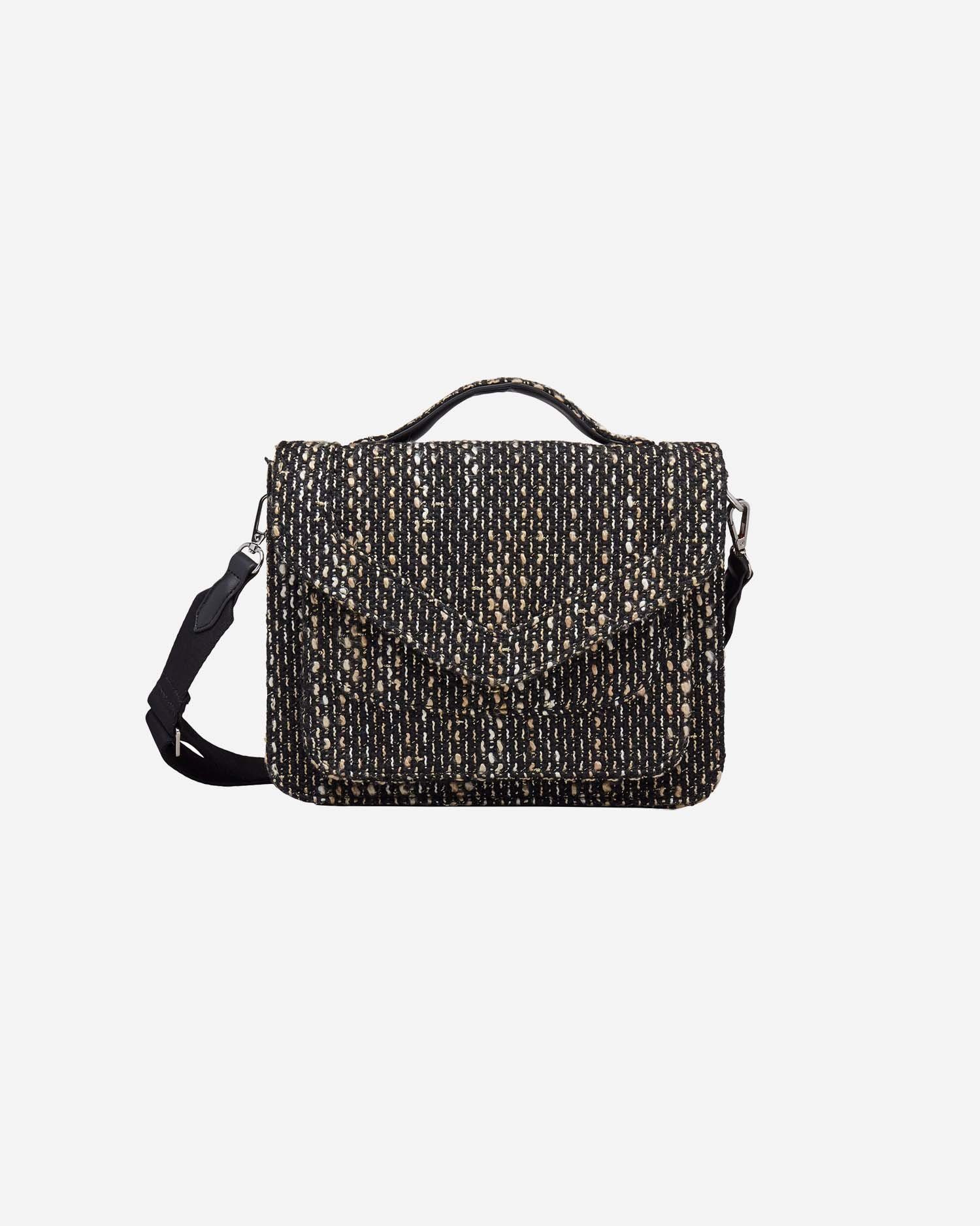 Becksöndergaard Umhängetasche Amaya Mara Crossbody Bag - Handtasche Damen mit Trageriemen Tweedoptik, in Schwarz 26x19x8 cm