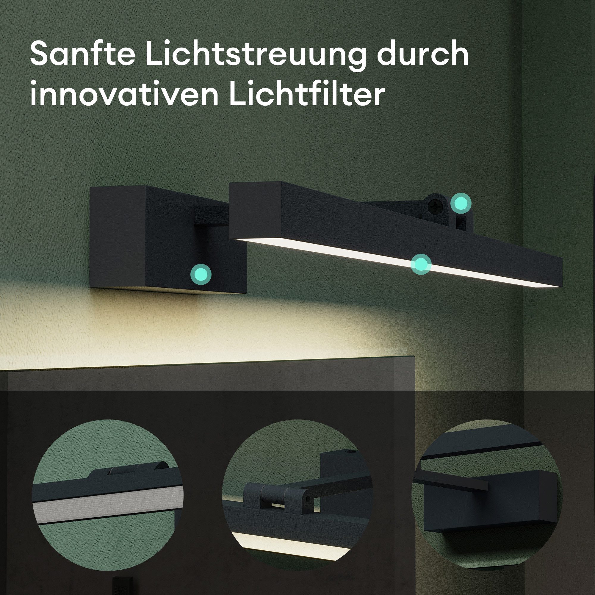 Mai & Mai LED Spiegelleuchte Badlampe Spiegellampe 4000K Badezimmer Lampe 180° Drehbar 9W