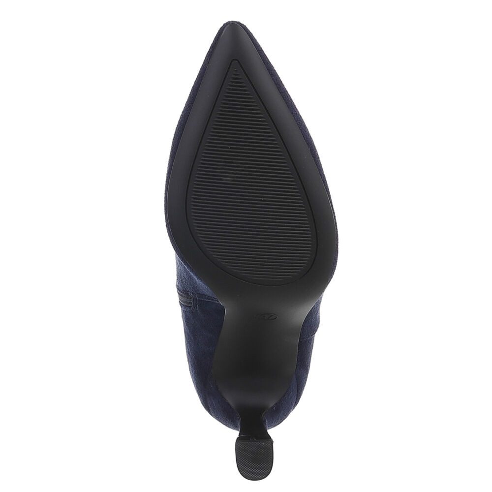 Ital-Design Elegante kniehohe Stiefel für Damen mit niedrigem Absatz Stiefelette (90109872) Pfennig-/Stilettoabsatz Stiefeletten in Dunkelblau