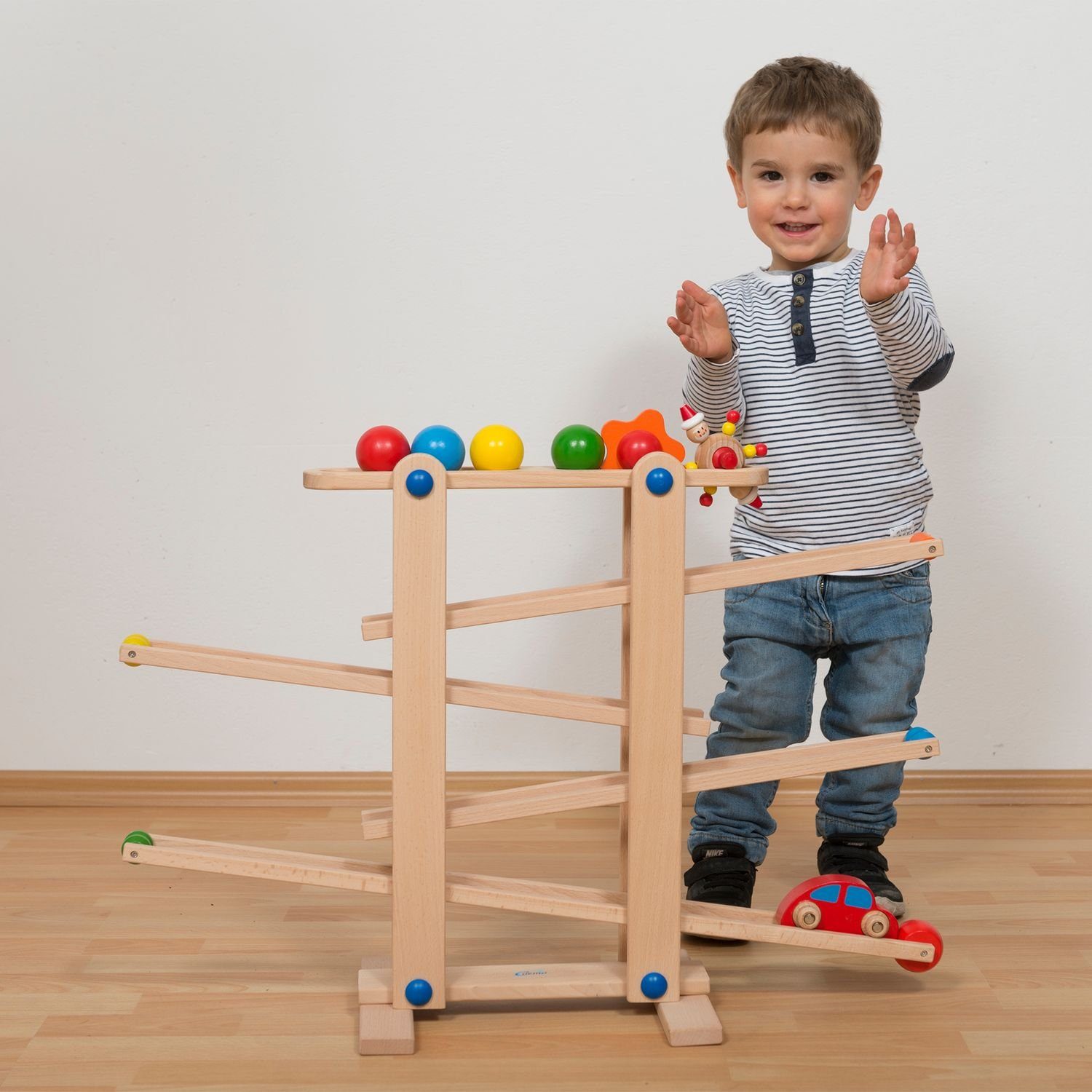 Coemo Kugelbahn, (8-tlg), Holzkugelbahn mit 7 mobilen Teilen Murmelbahn Mot günstig online kaufen