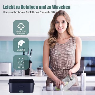 Bedee Elektrische Lunchbox 3 in 1 für Zuhause und Auto + Tasche + Edelstahl Gabel Löffel, (1-tlg), 1,8 L, schnelles Erhitzen von Speisen