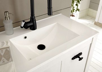Stylefy Waschbeckenunterschrank Florentino III Pinie Weiß (Waschtischunterschrank, Waschbeckenunterschrank) Landhausstil