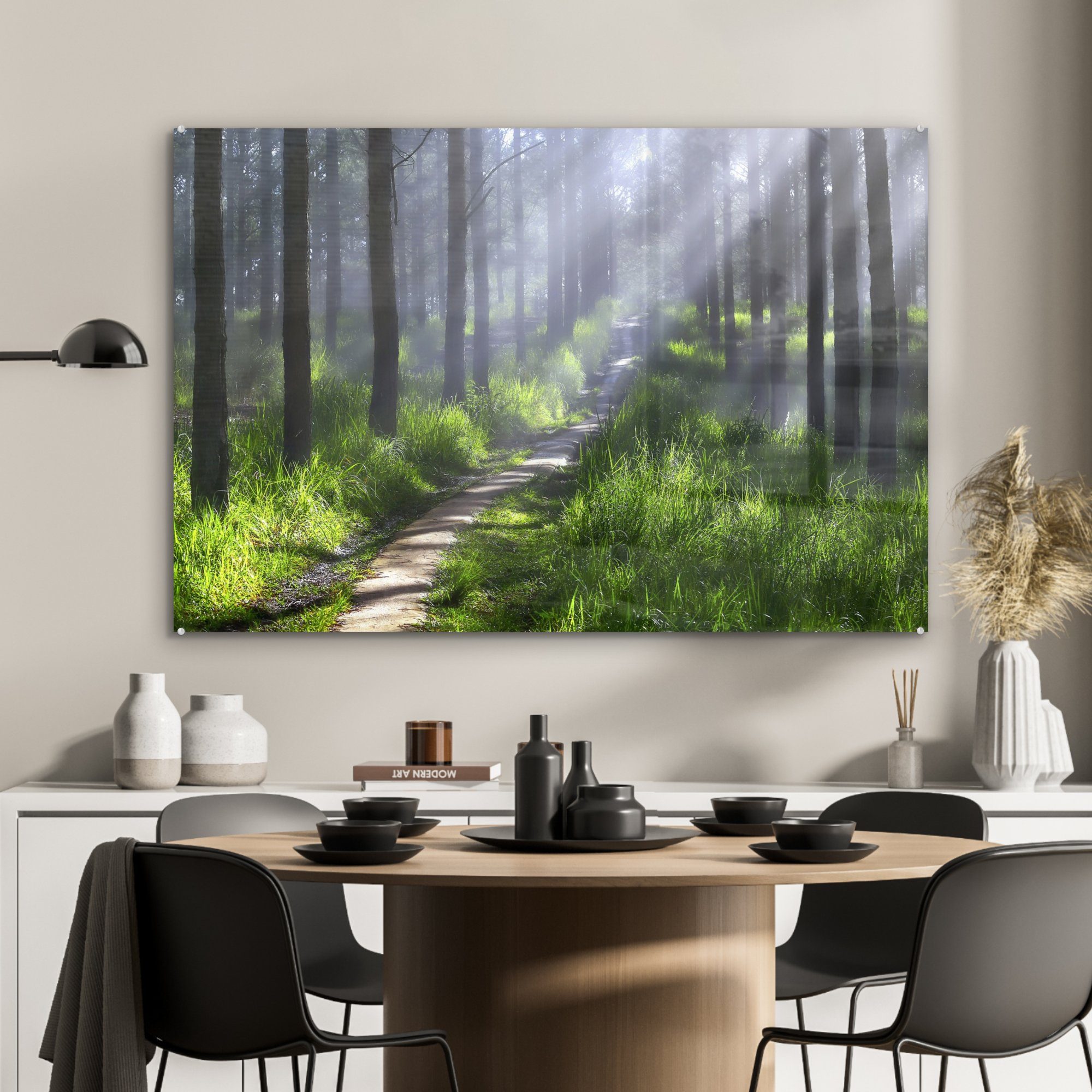 Straße - Wald Sonne, - Schlafzimmer & MuchoWow Acrylglasbild St), Acrylglasbilder (1 Wohnzimmer