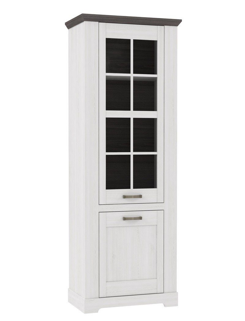 expendio Vitrine Gaston 15 Landhausstil grau weiß 75x210x44 cm 