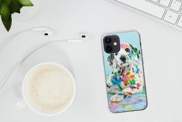 MuchoWow Handyhülle Hund - Farbe - Blau, Handyhülle Apple iPhone 12 Mini, Smartphone-Bumper, Print, Handy