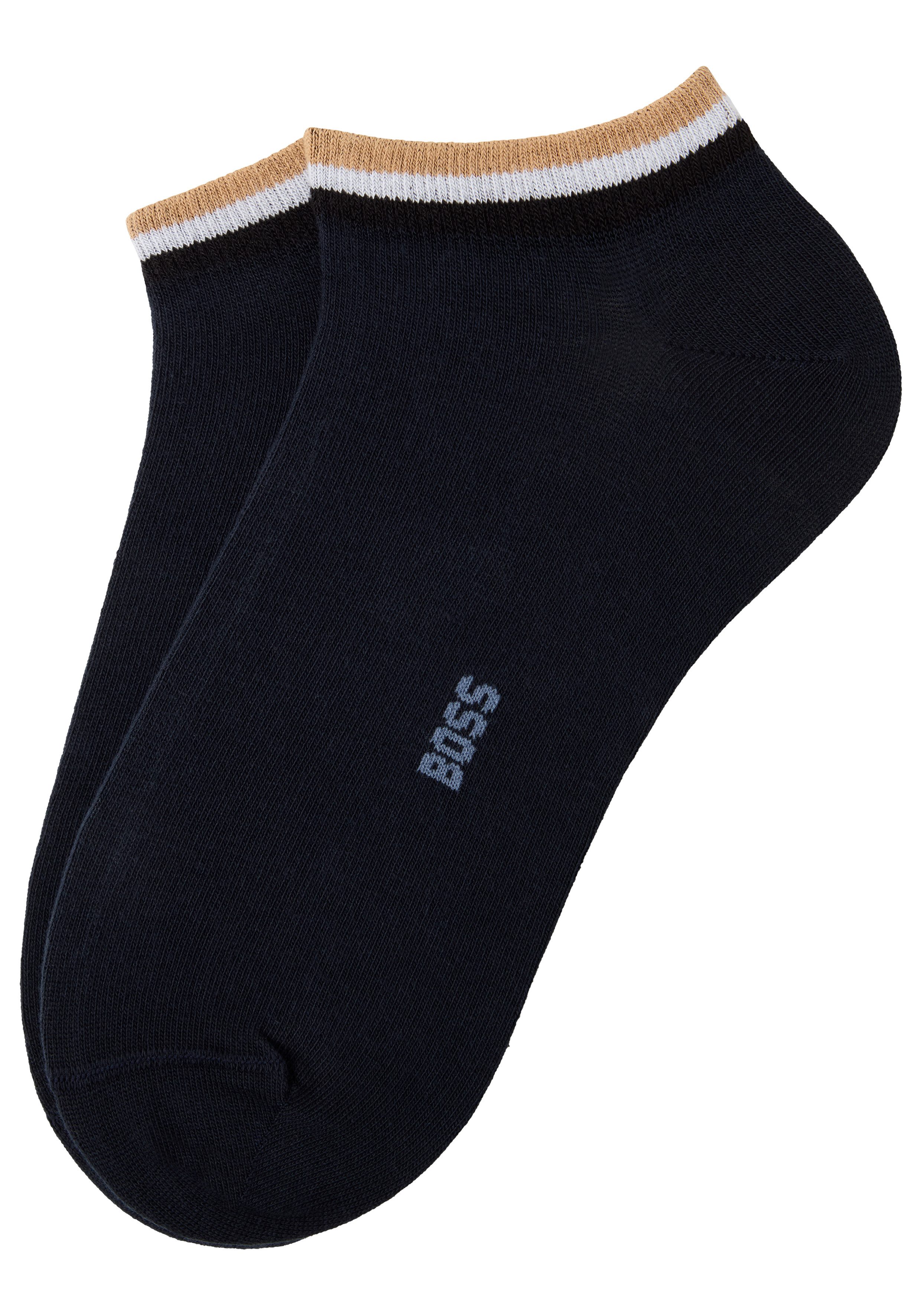 BOSS Sneakersocken 2P AS Uni stripe CC (Packung, 2er) mit geringeltem Abschluss