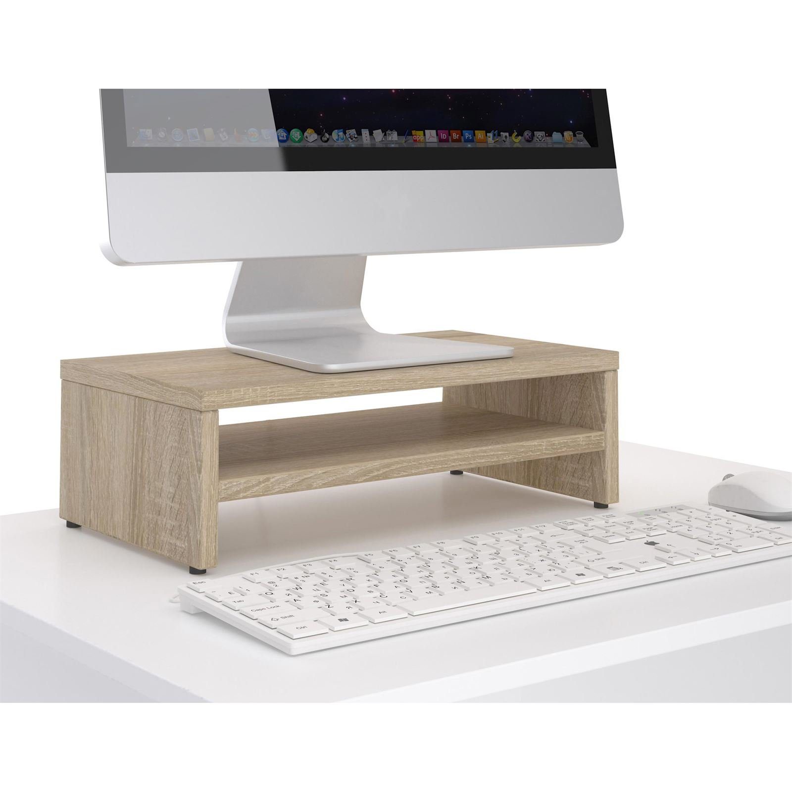 SUBIDA, Monitorständer Monitorerhöhung CARO-Möbel inkl. Sonoma Eiche Schreibtischaufsatz Ablagefach Bildschirmaufsatz