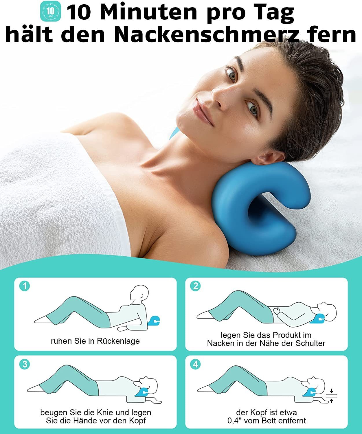 Haiaveng Nackenkissen Nacken Relaxer,tragbares Linderung von Schulter Traktionsgerät, zervikales Chiropraktik-Kissen und zur Kiefergelenksschmerzen