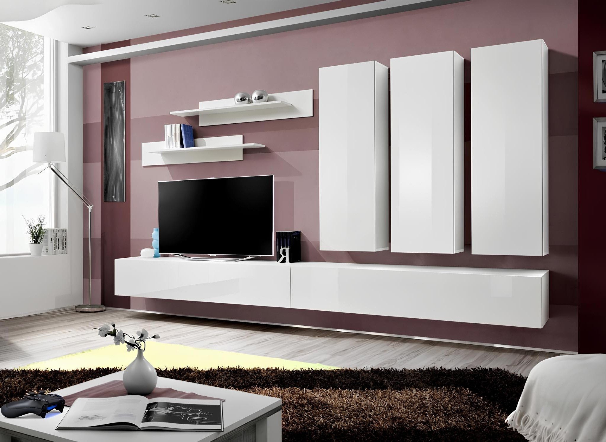 Wohnwand Designer Holzmöbel für das Luxus Wohnzimmer mit Wandschrank