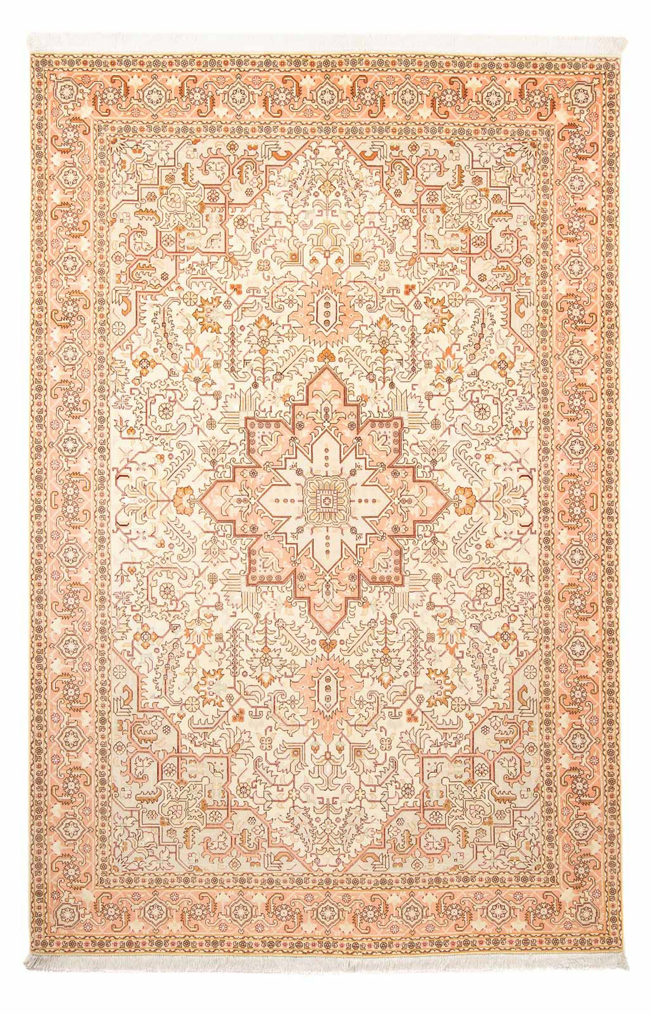 Orientteppich Handgeknüpft, beige, cm morgenland, mit 289 200 7 mm, Perser - - x rechteckig, Höhe: Zertifikat Täbriz - Royal - Wohnzimmer, Einzelstück