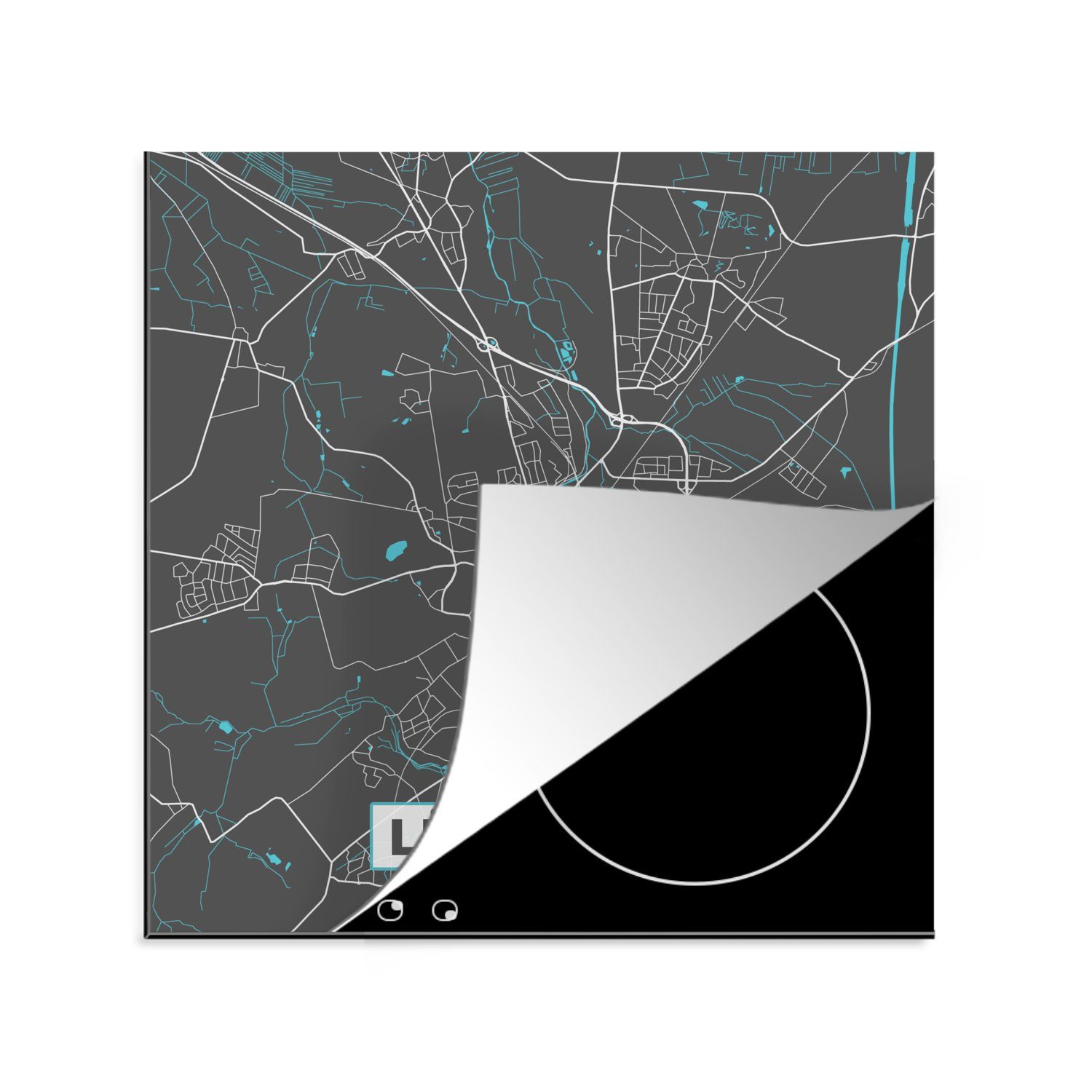 MuchoWow Herdblende-/Abdeckplatte Stadtplan - Lüneburg - Deutschland - Karte, Vinyl, (1 tlg), 78x78 cm, Ceranfeldabdeckung, Arbeitsplatte für küche