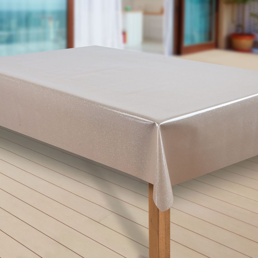 laro Tischdecke Wachstuch-Tischdecken Abwaschbar Elligent Glitter Beige rec günstig online kaufen