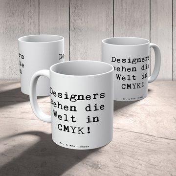 Mr. & Mrs. Panda Tasse Designers sehen die Welt in CMYK! - Weiß - Geschenk, Kaffeebecher, Ko, Keramik, Langlebige Designs