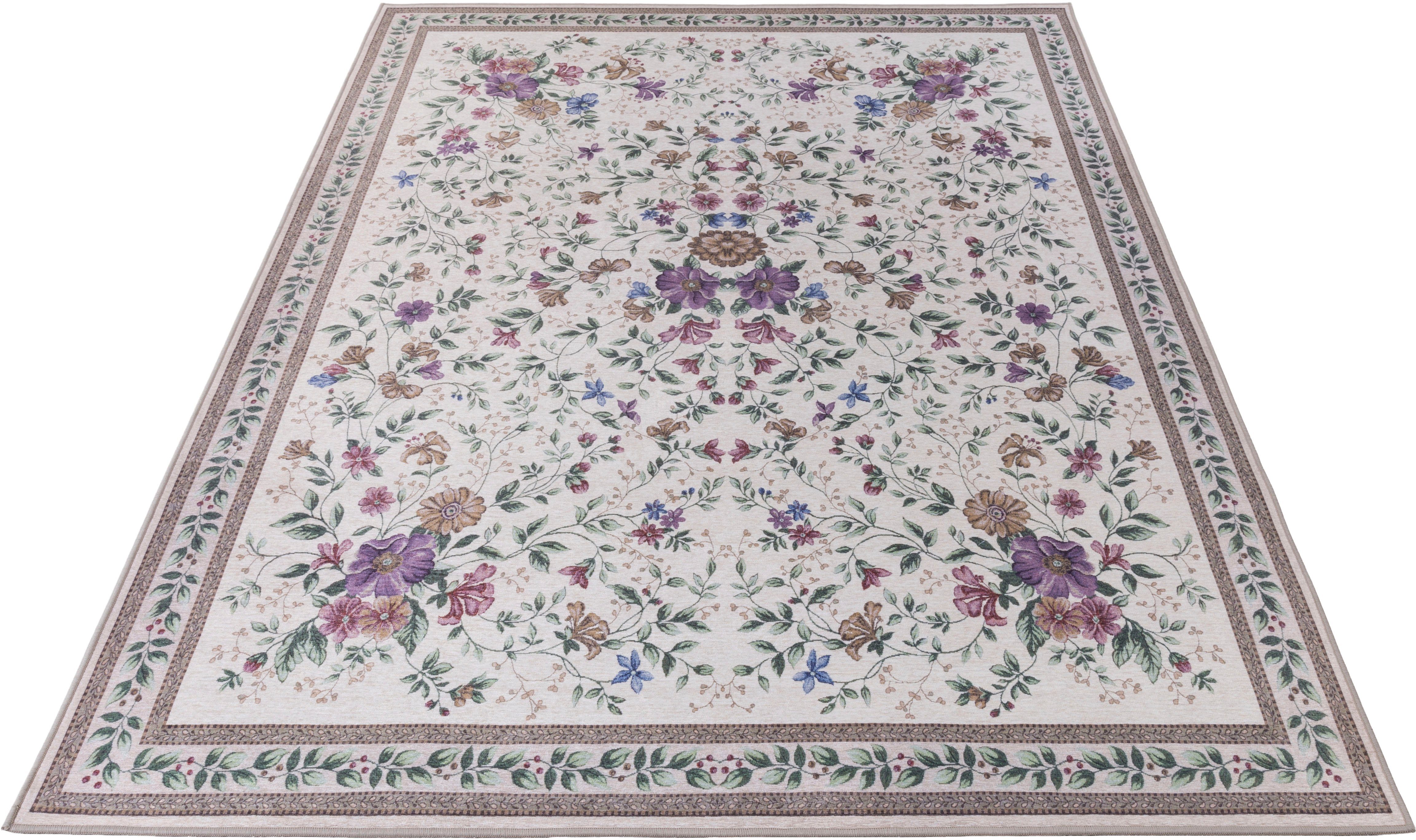 Gino Falcone Orientteppich Viola GF045, rechteckig, Höhe: 3 mm, in Pastell Farben, ideal im Wohnzimmer & Schlafzimmer