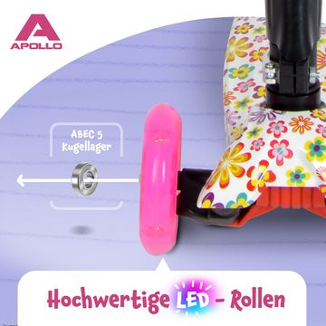 Apollo Dreiradscooter Kinderroller Kids Whiz LED 3-Rad Scooter ab 3 Jahren Tretroller, Klappbarer und höhenverstellbarer Kinder Scooter mit LED Wheels