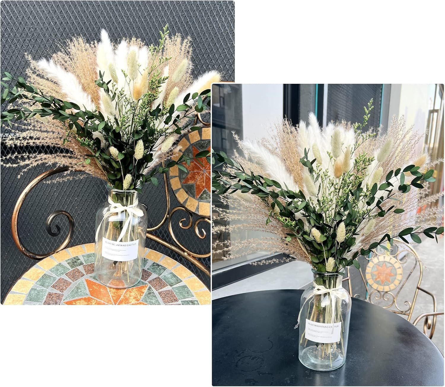 Trockenblume Pampasgras Getrocknet 65 Stück DIY Natürliche Trockenblumen Deko, wohnTRAUM24, Höhe 45 cm, Getrocknete Blumen für Hochzeit Boho Deko Wohnzimmer Hochzeit