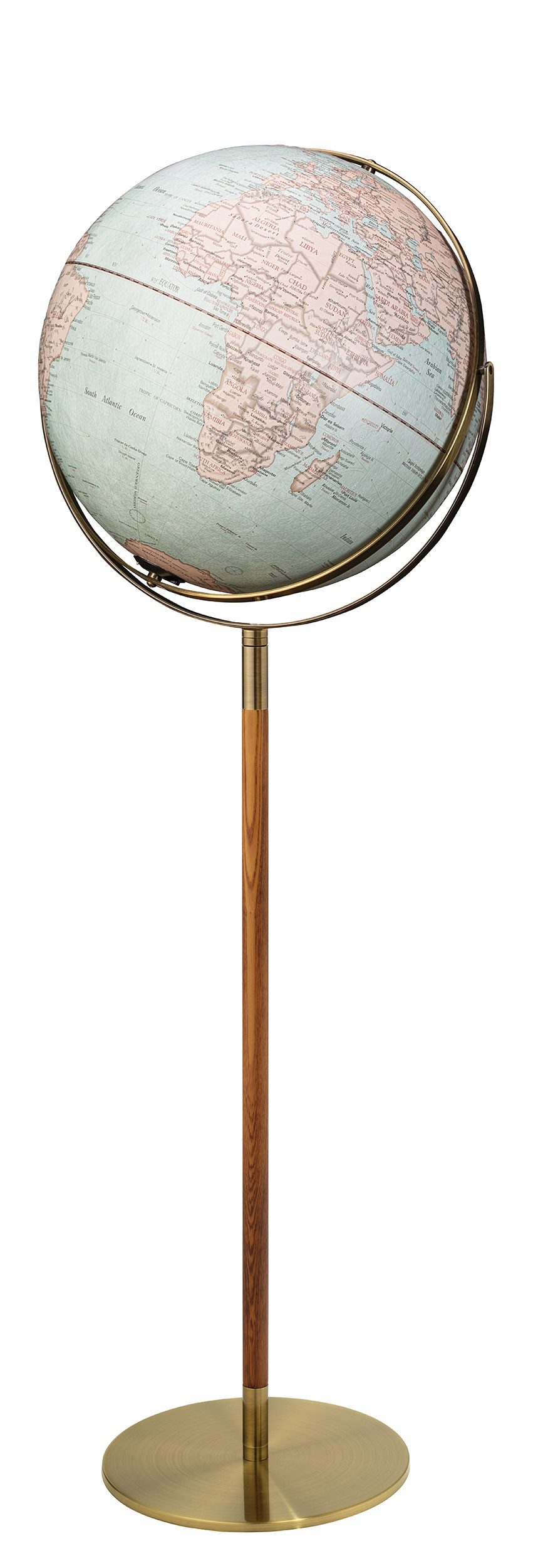 TROIKA Globus APOLLO LIGHT FLEX mit LED & Akuu, stufenlos dimmbar, mit Holzfuß, (45 cm Durchmesser, 1-tlg), Design-Standglobus für Erwachsene, warmweiß & kaltweiß Licht-Funktion