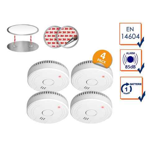 Elro Rauchmelder (4er Set optischer Brandmelder Magnet & Batterie – Kleben statt Bohren)