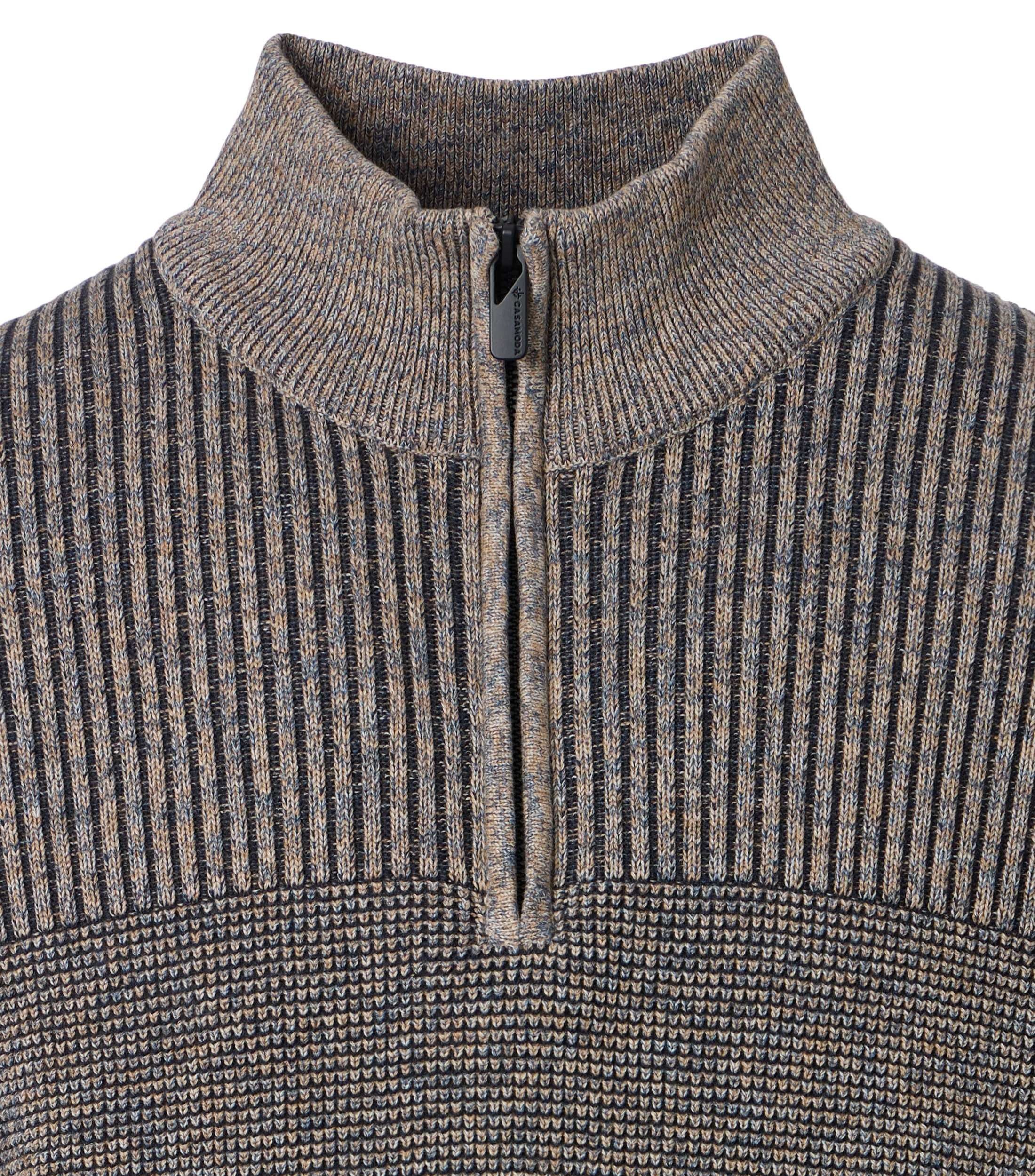 CASAMODA Troyer CASAMODA Herren Strick-Troyer Zipper Regular Baumwolle Braun